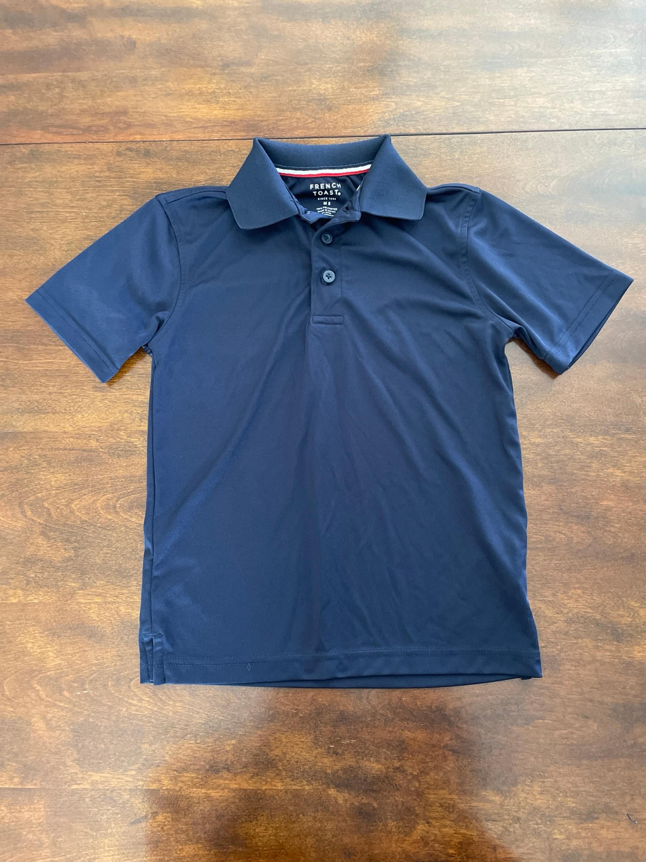 Boys M 8 navy blue polo shirt school uniform