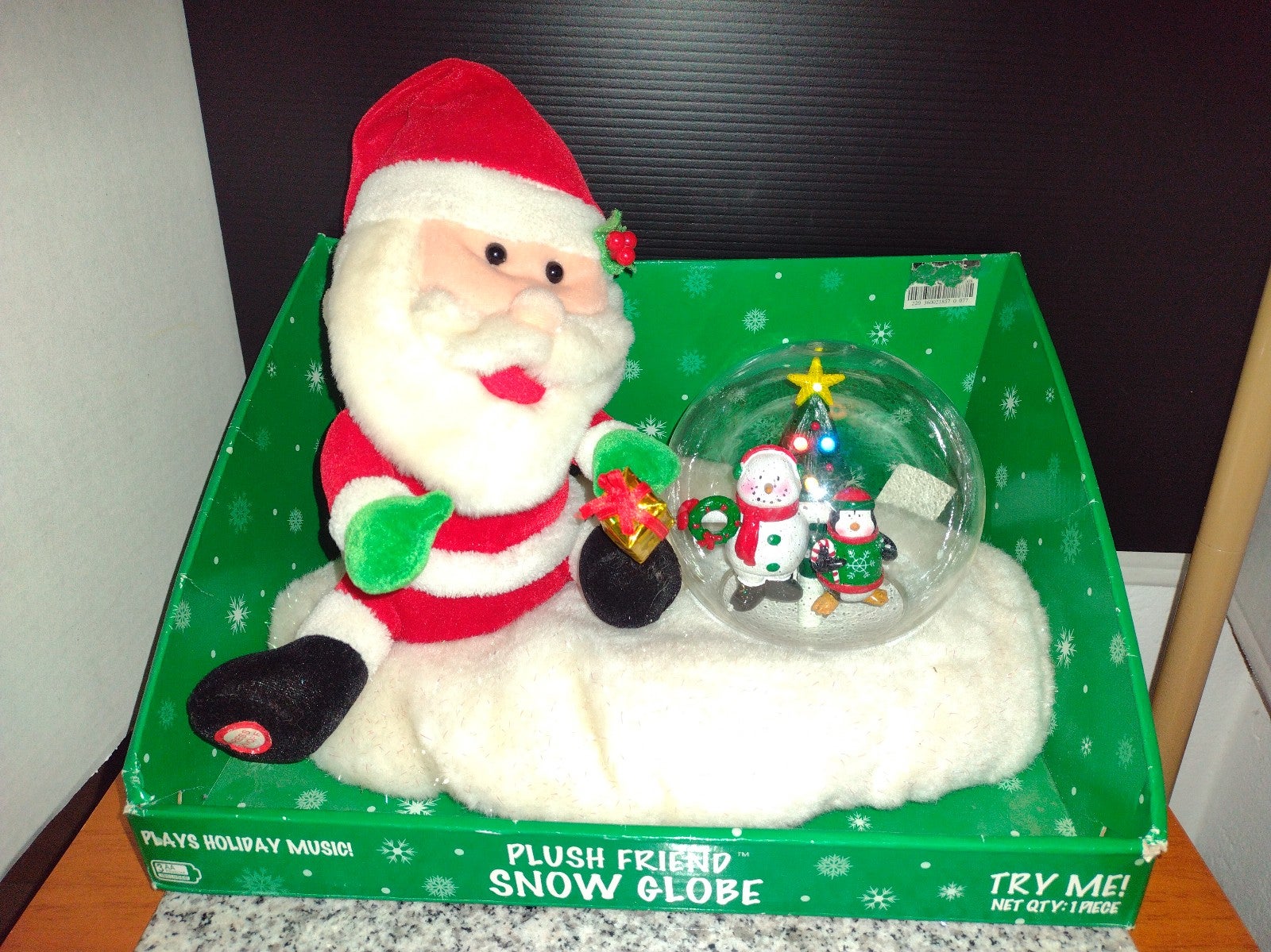 Plush Friend Snow Globe - SANTA CLAUS Globe Lights Up. Santa Sings Musical Plush