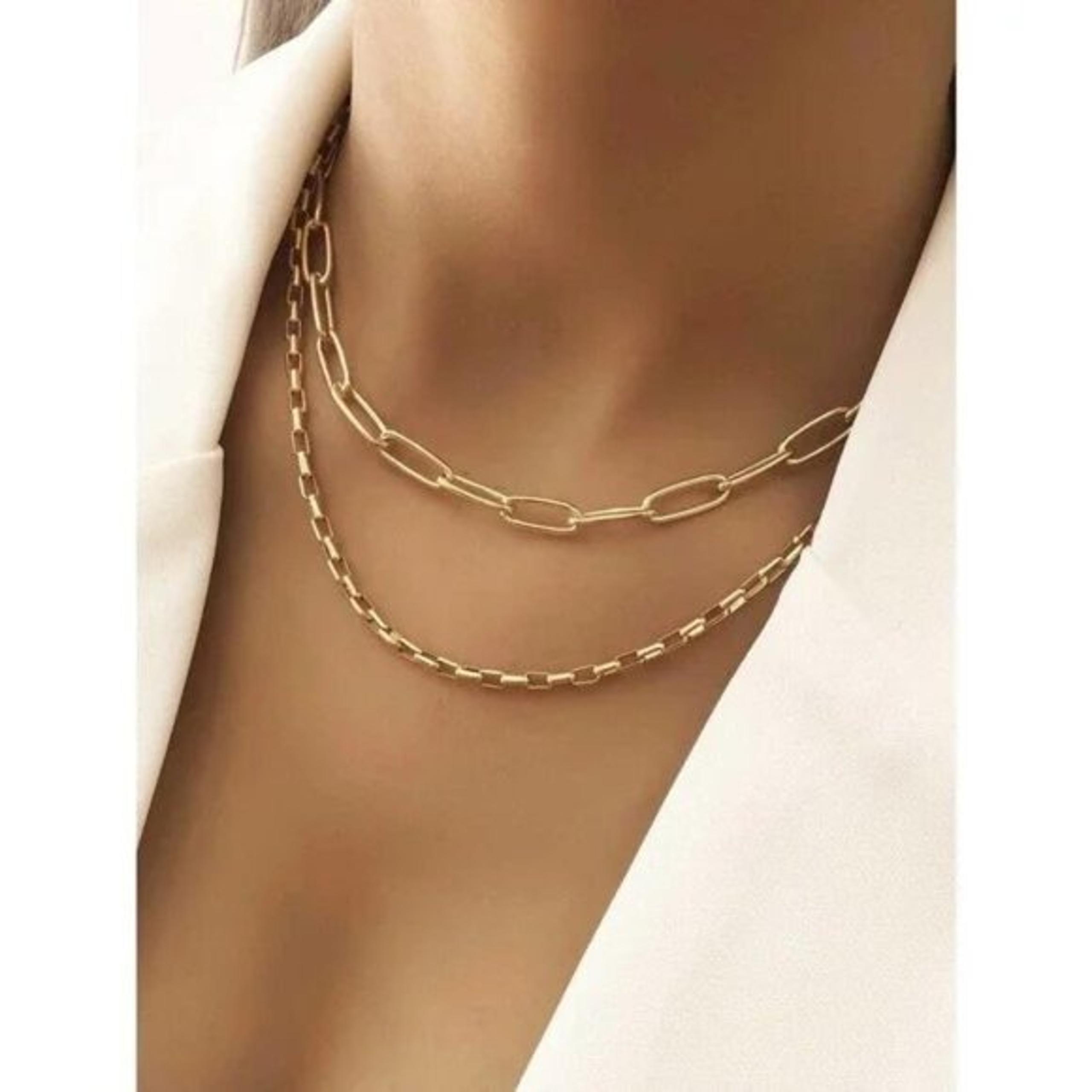 2-Piece Minimalist Chain Necklace Set, Gold