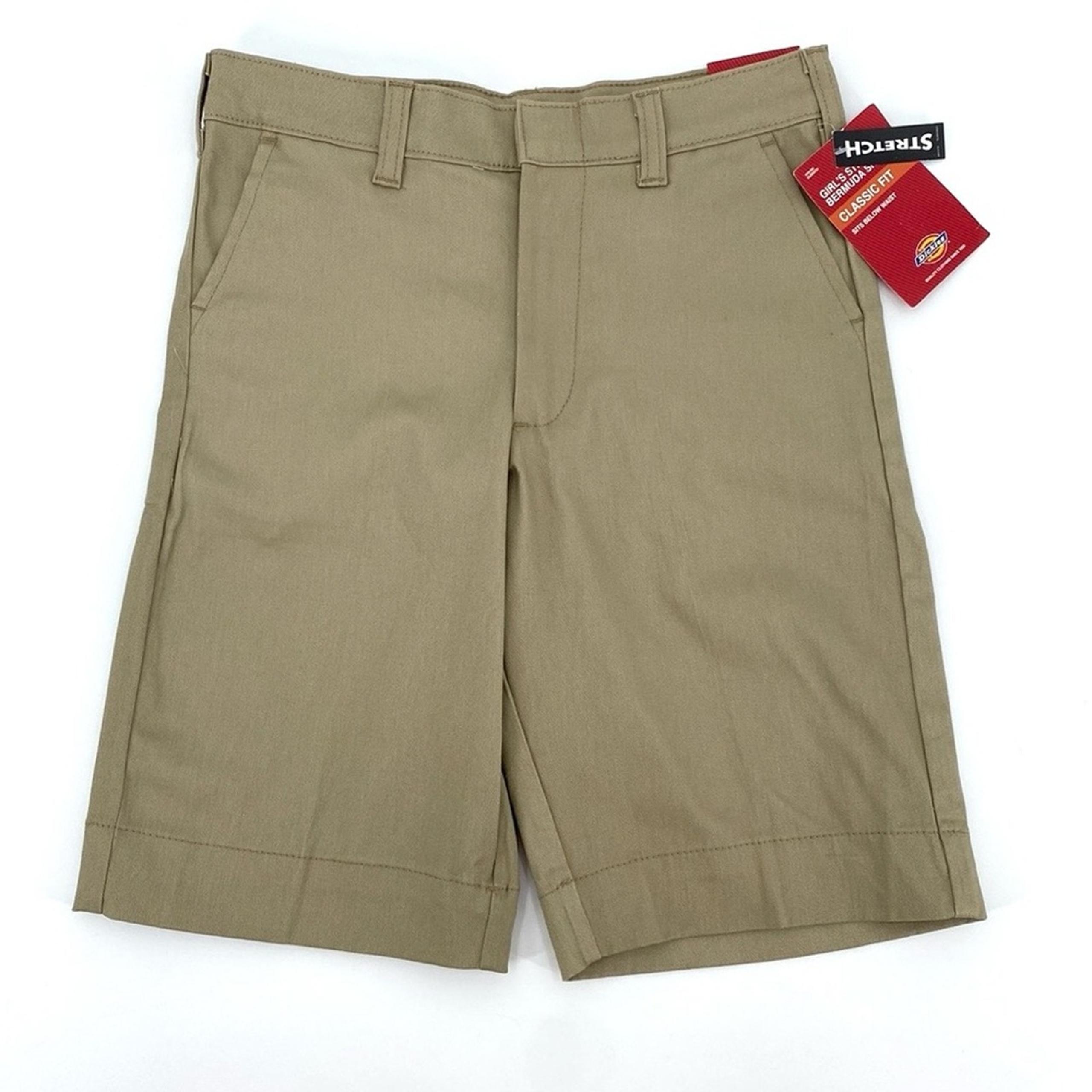 Dickies Big Girls' Khaki Stretch Bermuda Short Size 10