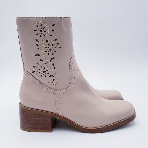 VTG 90s Y2k Candies Tan Leather Chunky Platform Boots Square Toe Size 7.5