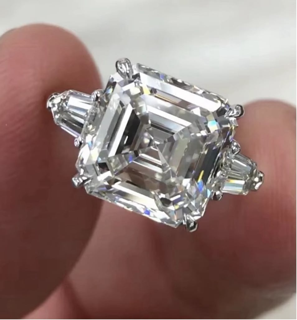 NEW Women’s 5Ct Asscher Cut Platinum Plated .925 Synthetic Diamond Ring, Size 9
