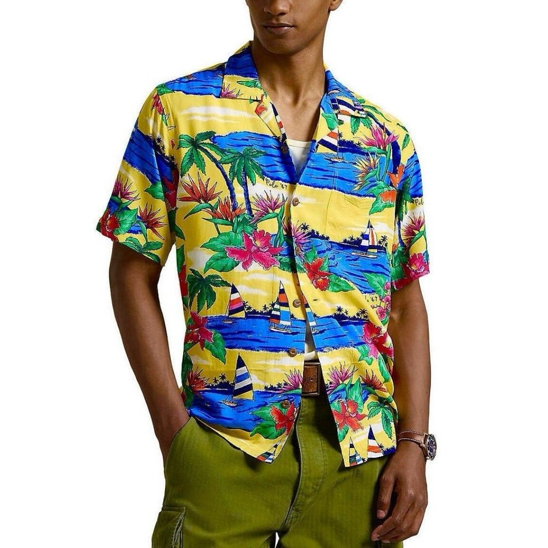 Polo Ralph Lauren Classic Fit Hawaiian Tropical Print Camp Shirt