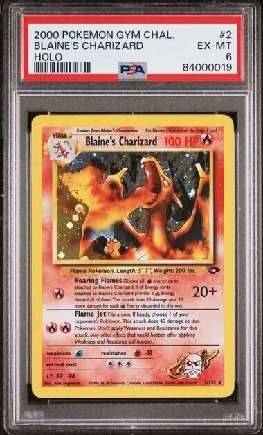 Pokémon TCG Blaine's Charizard Gym Challenge 2 Holo Unlimited Holo Rare PSA 6