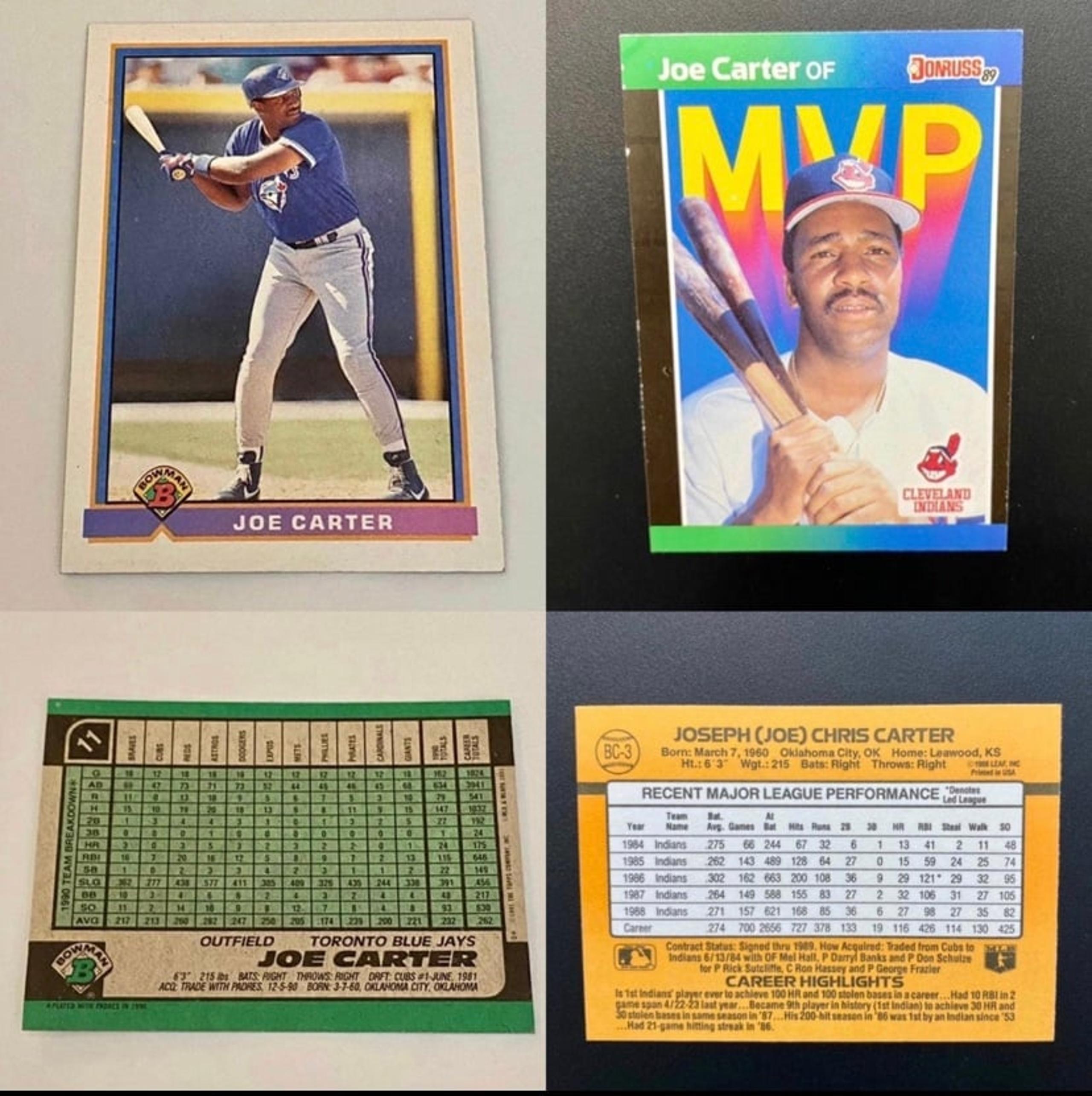 VINTAGE JOE CARTER MLB BASEBALL TRADING CARD LOT