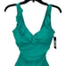 LRL Beach Club Underwire Ruffle Surplice V-Neck One Piece swimsuit green,6