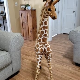 Giant Giraffe Stuffed Animal Set, 47 Inch Comes with Bird & Basket with Leaves