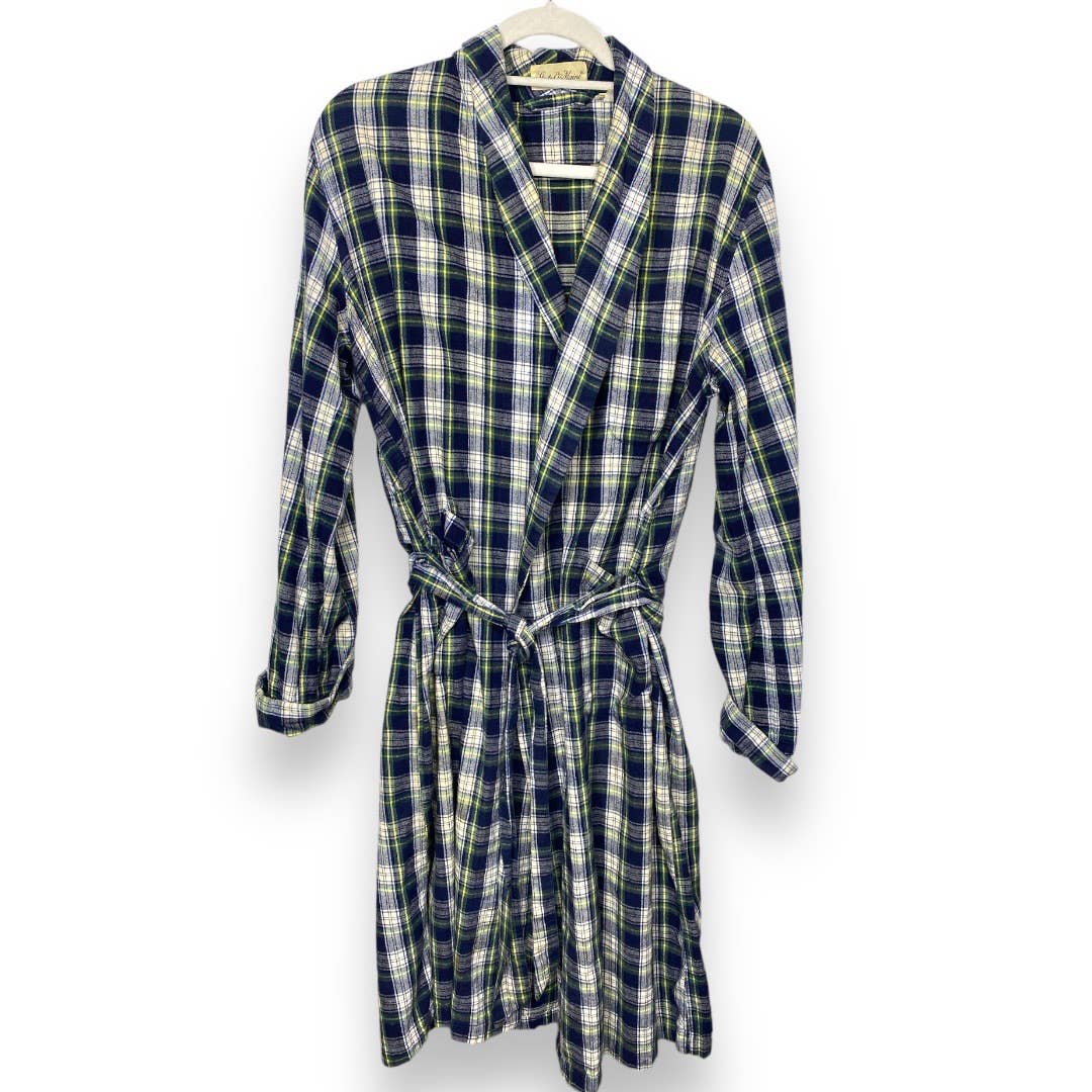Men’s Vintage State O Main Plaid Robe 100% Cotton Large