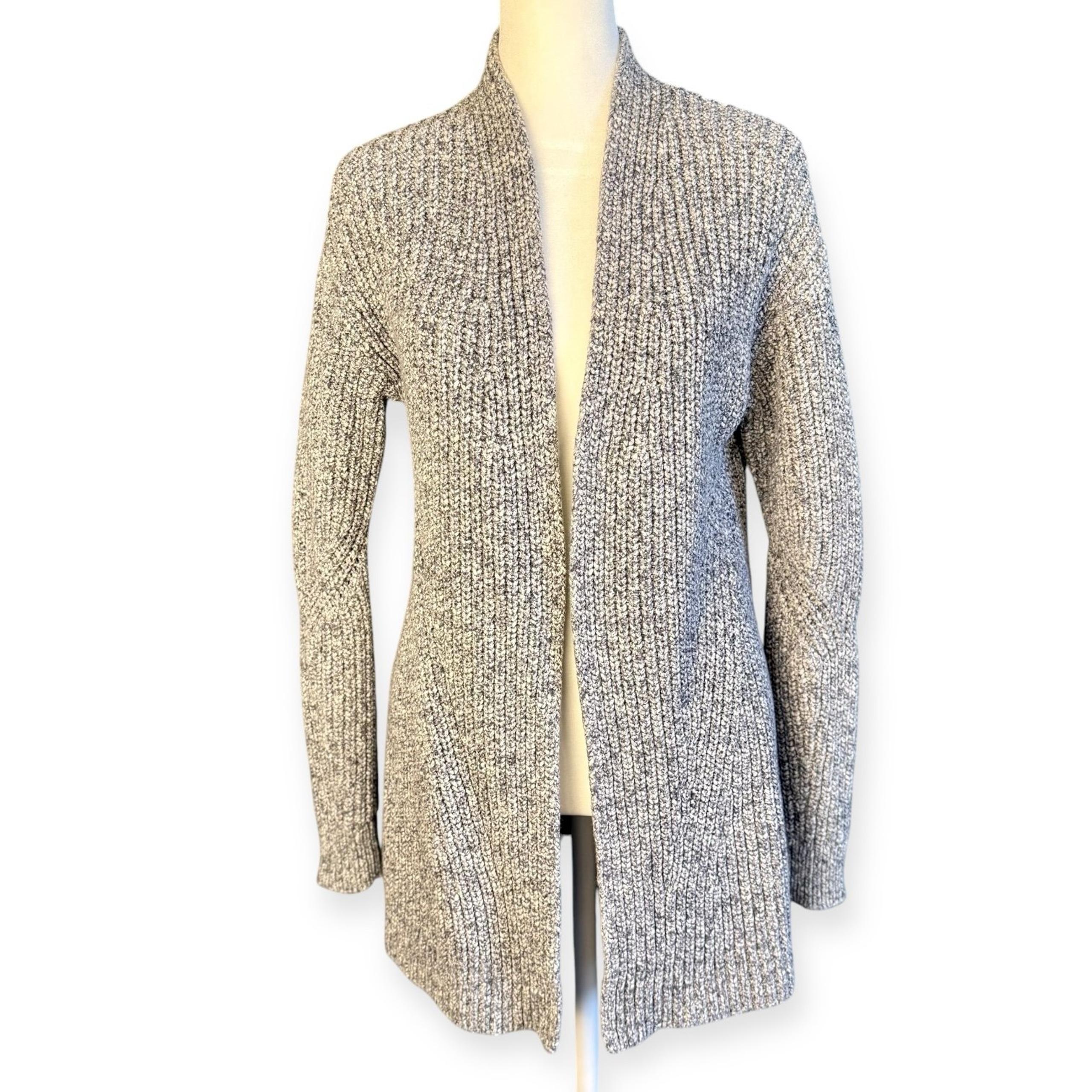 BANANA REPUBLIC Grey Marled Cable-Knit Sweater Cardigan Duster, Women’s Small