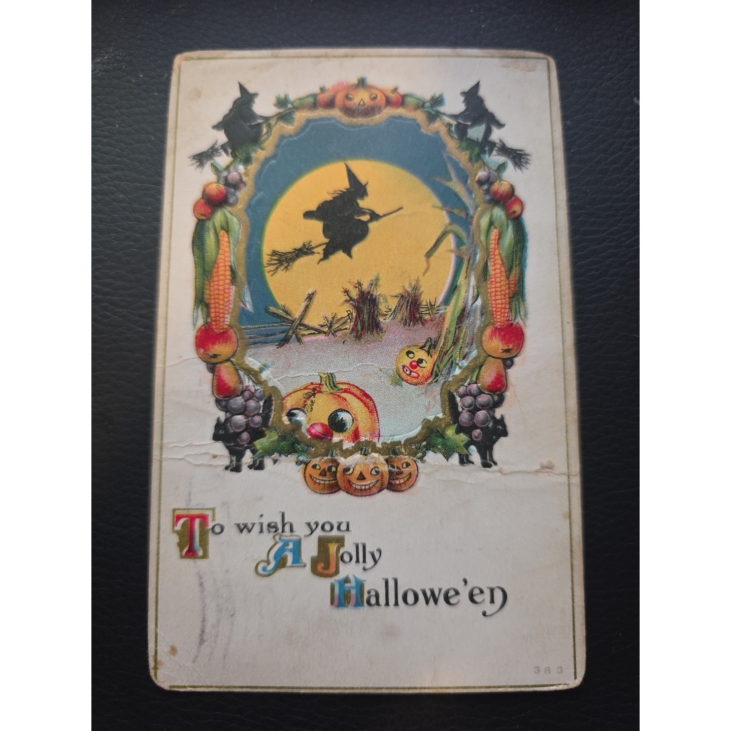 Antique Halloween Greeting Postcard Stamped 1912 To Wish You A Jolly Halloween