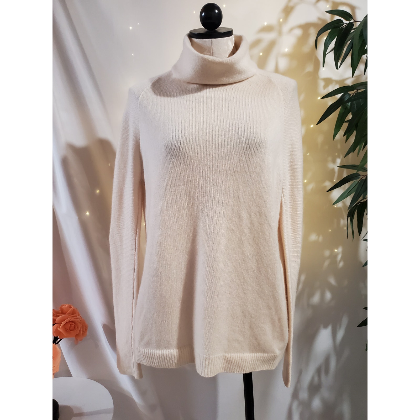 Theory Norman B Cashmere Cowl Sweater In Pale Wood Womens Size S Neutral Cream
