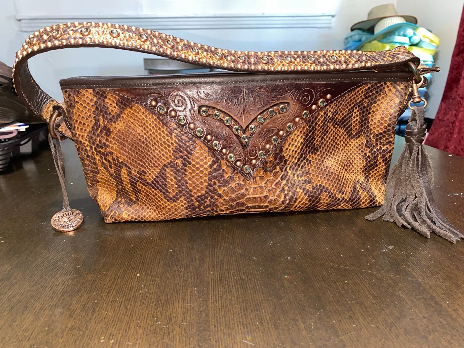 Double J Saddlery Purse Handbag Tooled Leather Bling