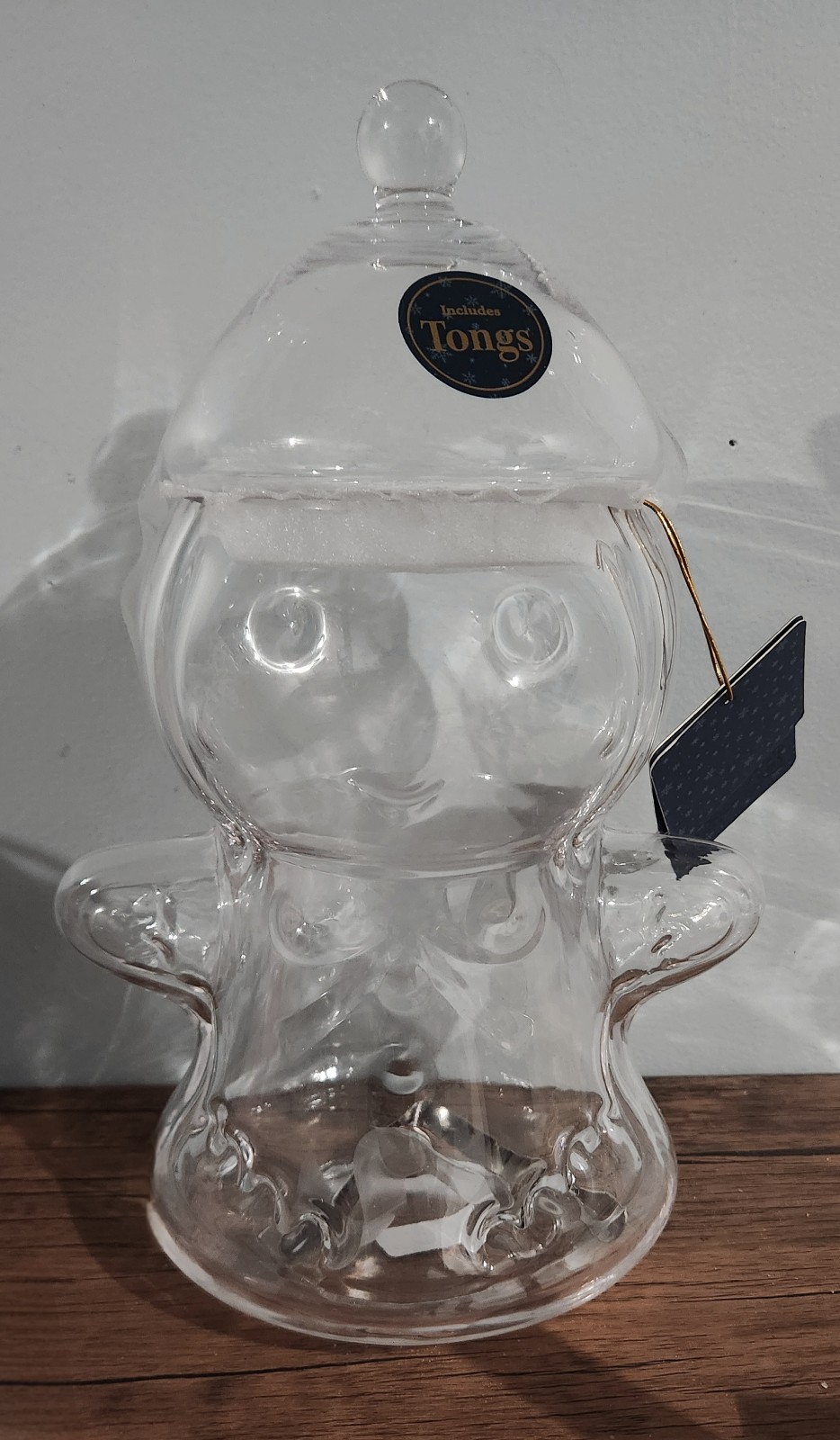 VHTF Glass Gingerbread boy jar with tongs