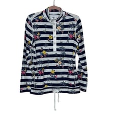 Tommy Bahama Lanai and Order 1/2 Snap Shirt Size S Island Navy Stripe Floral NEW