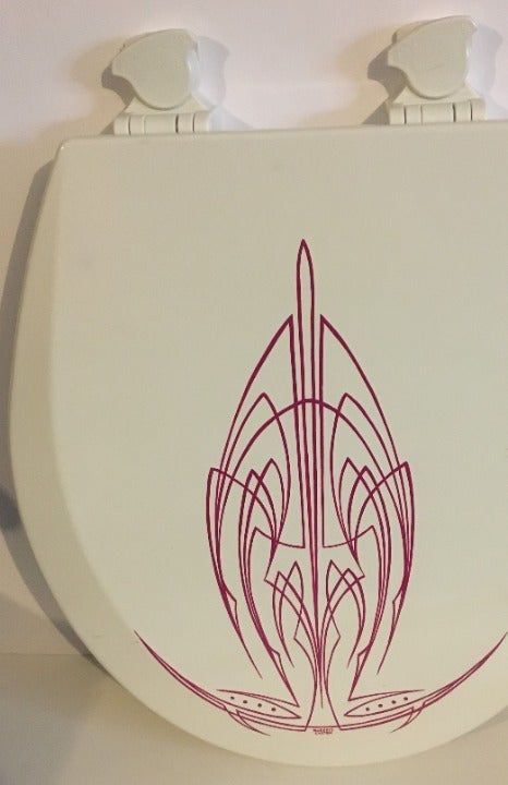 Bemis Easy Clean Murray's customs pin stripe hand painted toilet seat pink 16