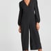 Zara Black White Polka Dot cropped Leg Jumpsuit V-neck Long Sleeve size S NWOT