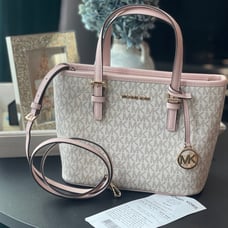 Michael Kors Jet Set Travel Extra-Small Logo Top-Zip Tote Bag Powder Blush NWT
