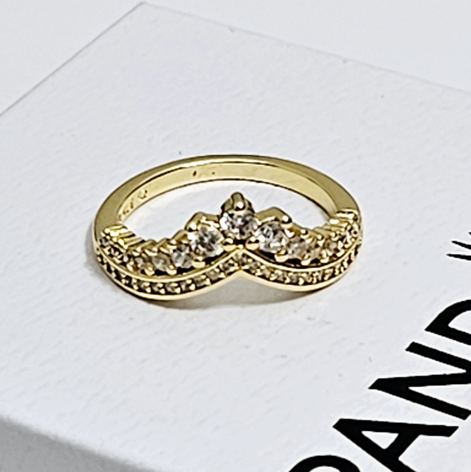 Gold rhinestone diamond women's ring size 6 gift