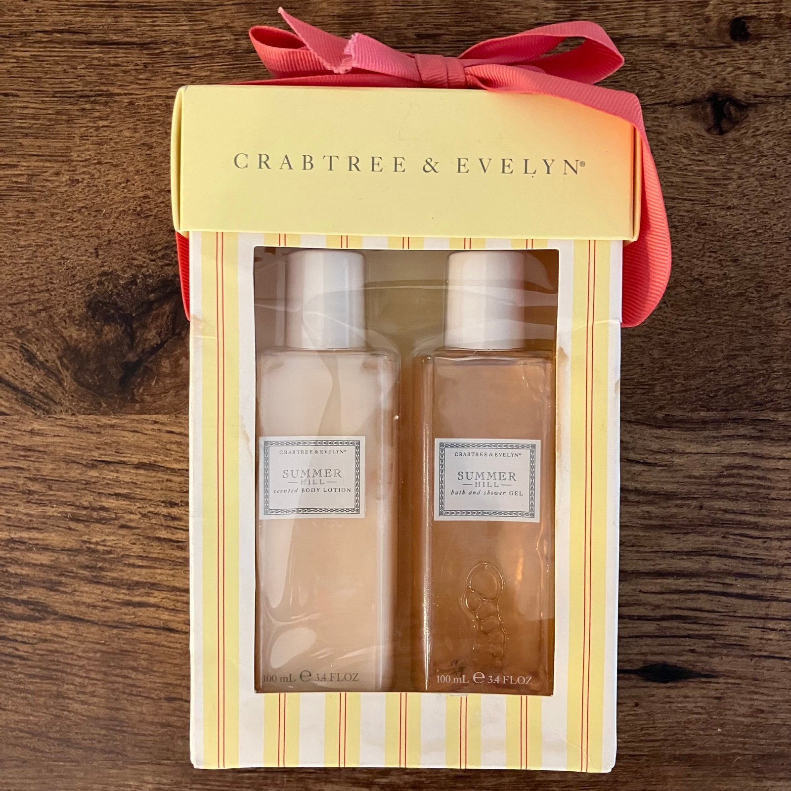RARE Crabtree and Evelyn SUMMER HILL Bath Shower Gel & Lotion SET 3.4oz EA New.