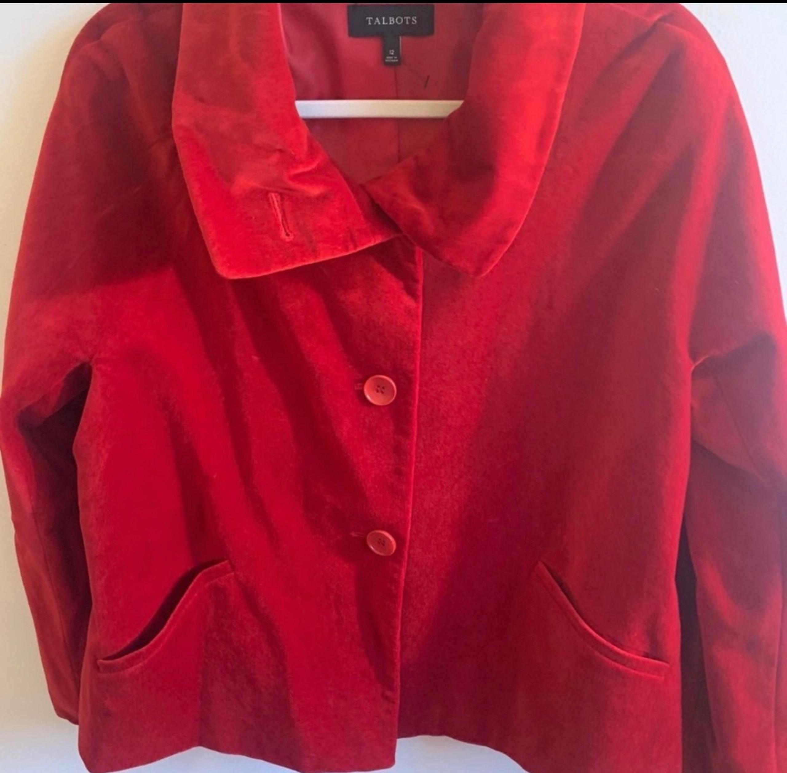Talbots Red Velvet Coat