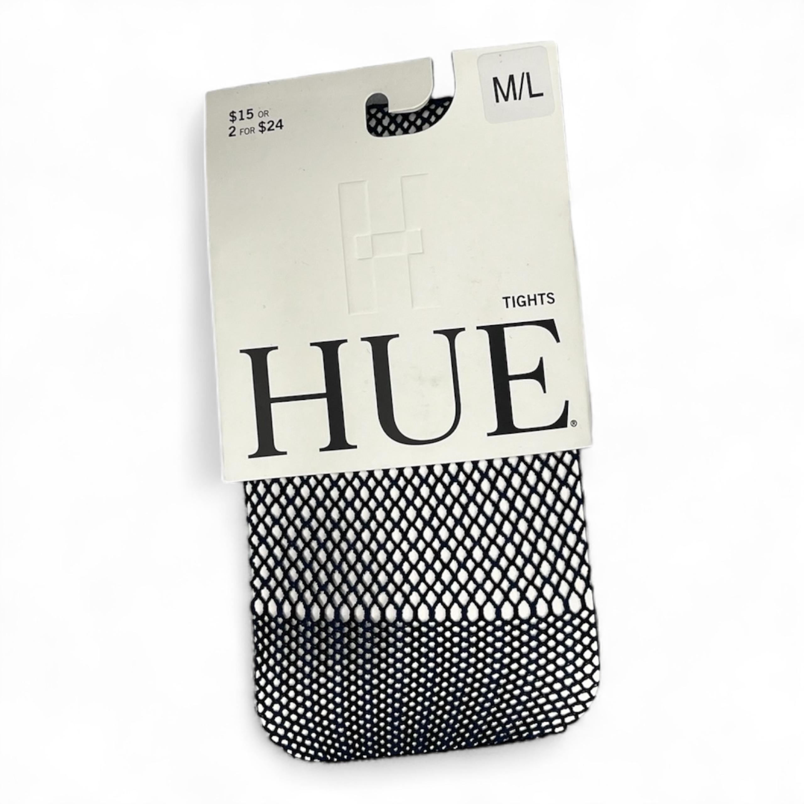Hue Two Tone Net Tights Ink Blue Black Womens Size M/L Tights 1 Pair New