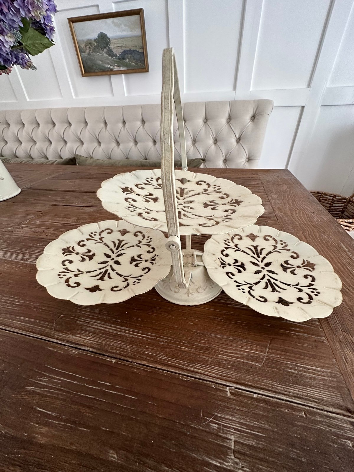 Vintage Style Victorian Folding 3 Tier Dessert Appetizer Stand