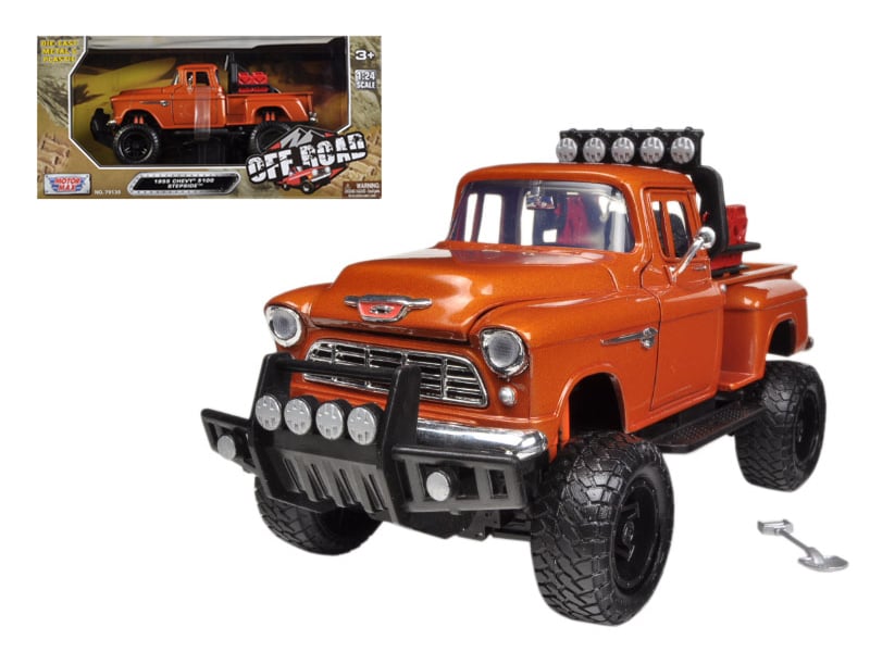 1955 Chevrolet 5100 Stepside Off-Road Pickup Truck Orange 1/24 Diecast Model Car