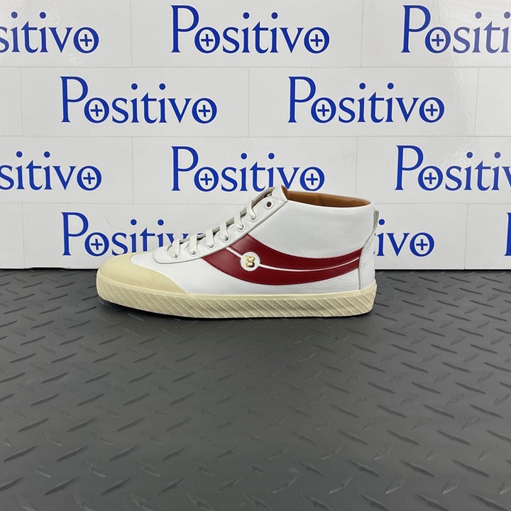 【送料&関税込】Bally White And Red Leather Sneakers Bally Shetan White/Red Leather Sneakers US 8