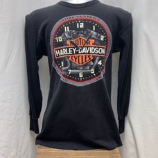 Vtg 1993 Harley Davidson long sleeve thermal shirt 3D emblem black L