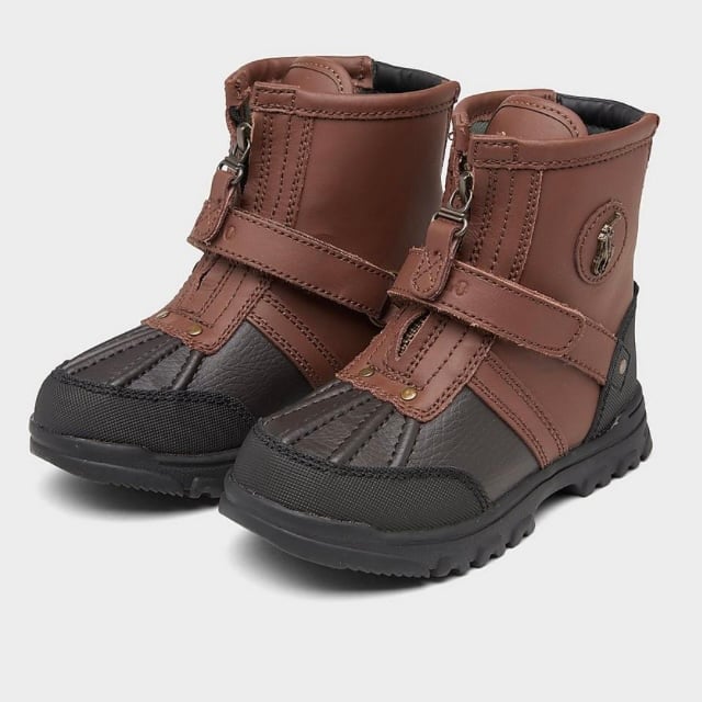 Polo Ralph Lauren Toddler Little Boys Boots Brown/Black Size 8 NEW NIB