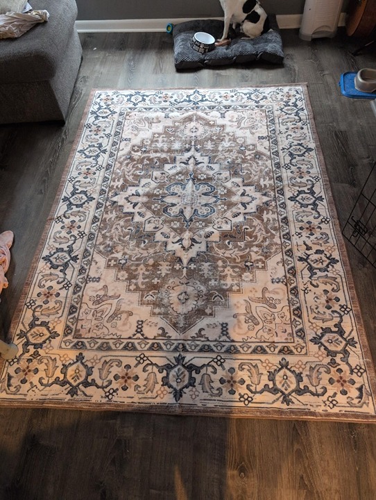 5x7 Area Rugs for Living Room, Washable Area Rug, Floral Brown, Vintage Rugs