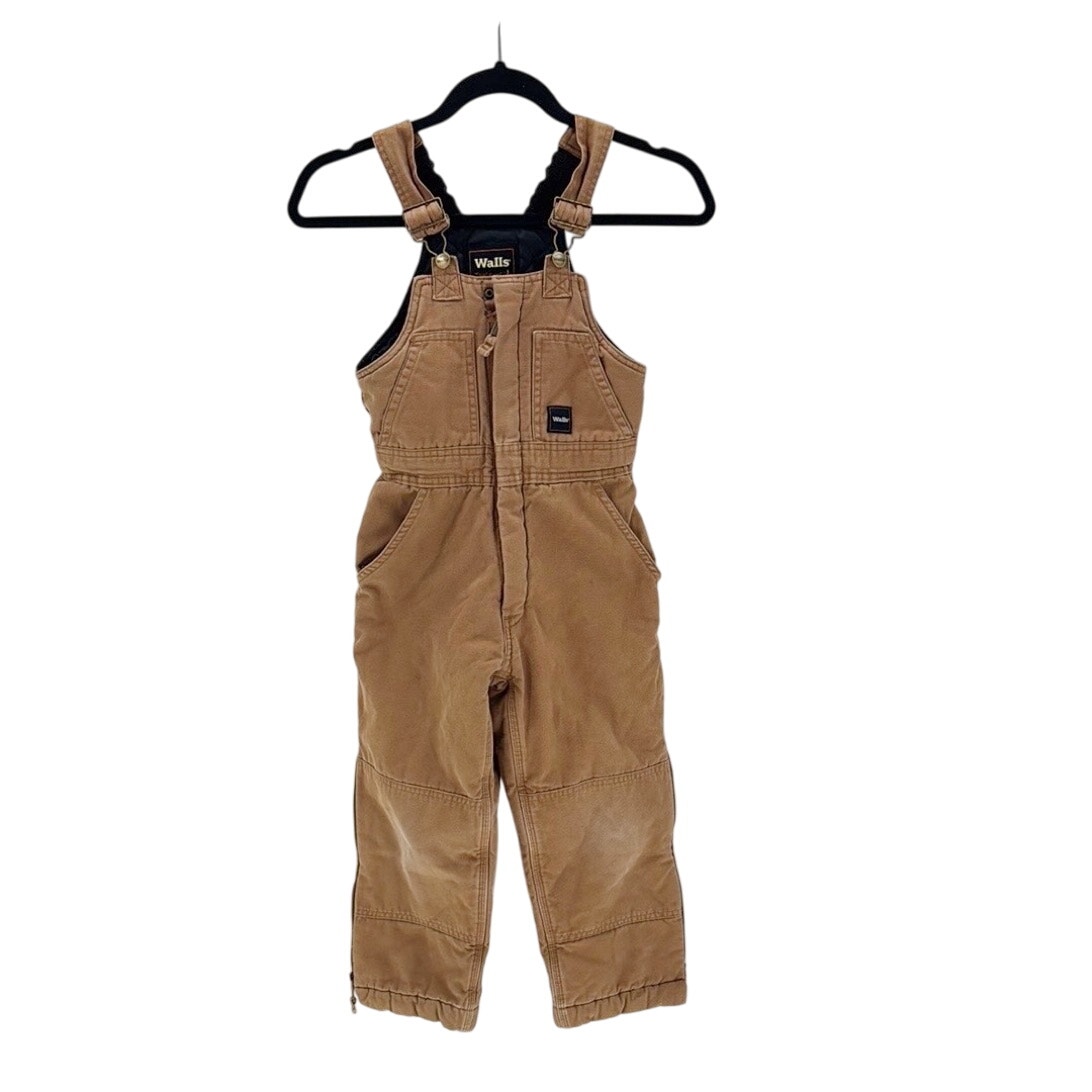 Walls Kidz Grow System Bib Overalls Youth size M Insulated Brown Canvas Hunting