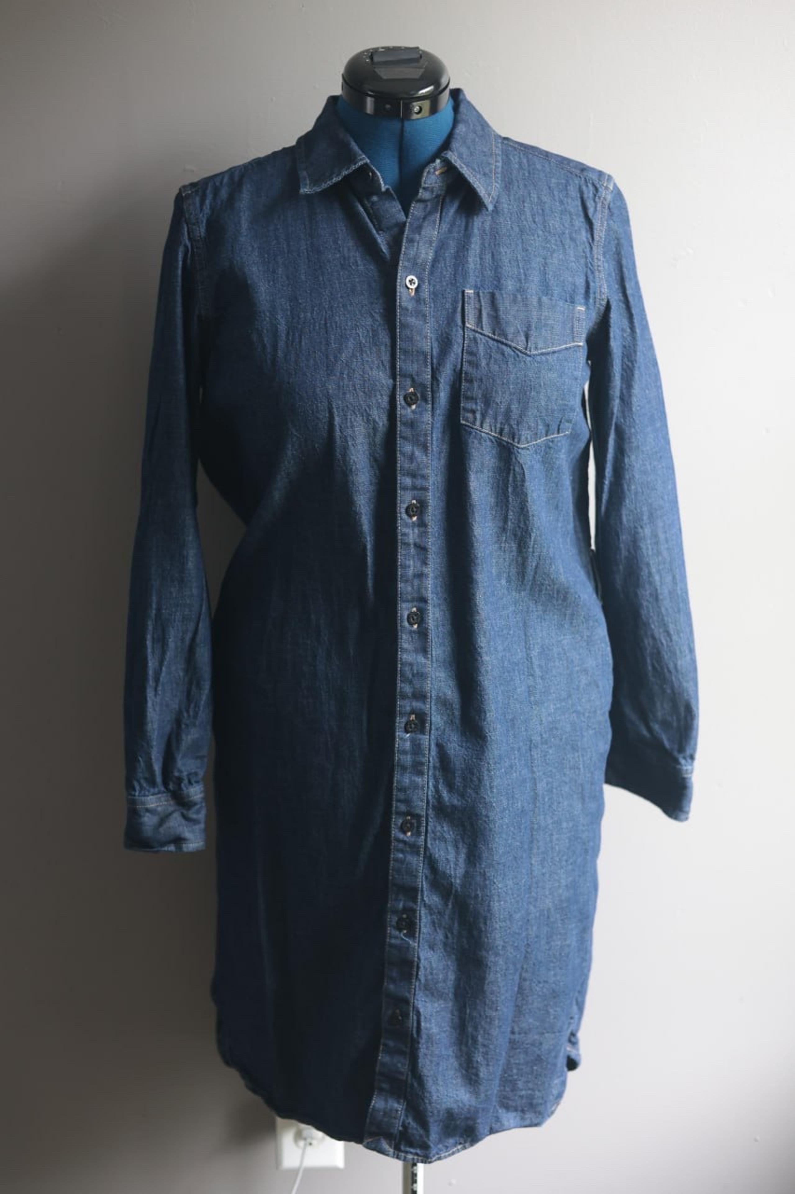Lauren Ralph Lauren Womens Denim Shirt Dress Blue M Belted Button Front Cotton