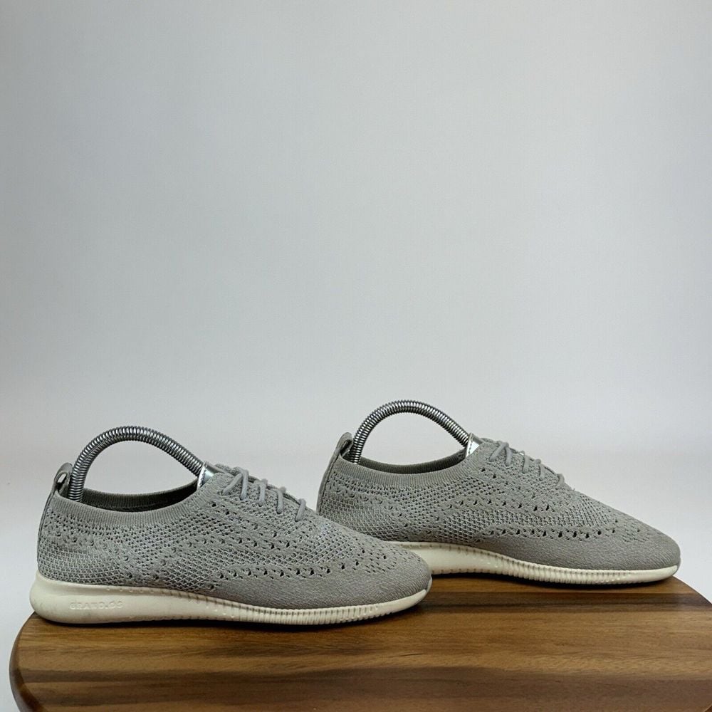 Womens Cole Haan Grand Os Gray Knit Shimmer Wingtip Oxfords Sneakers Size 7.5 B