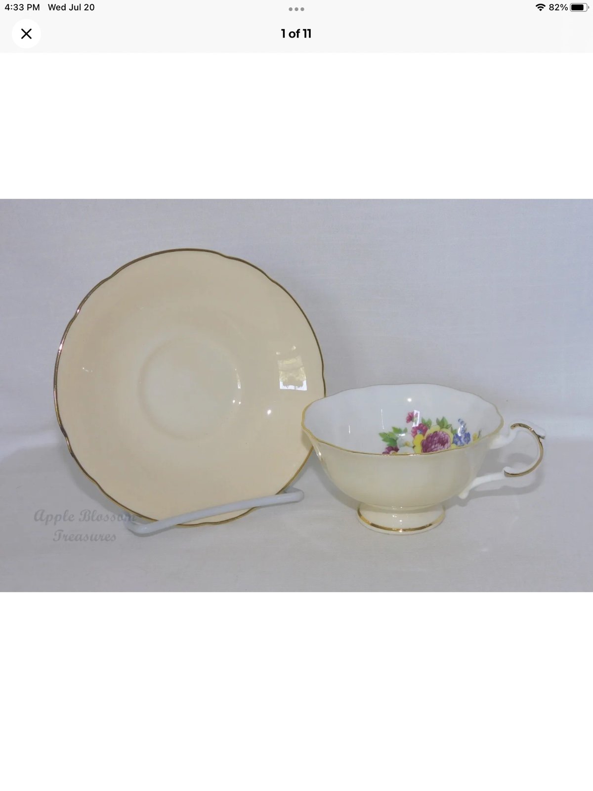 Paragon England Fine Bone China Cup & Saucer D504 Lt Tan Peach w/Floral & Gold