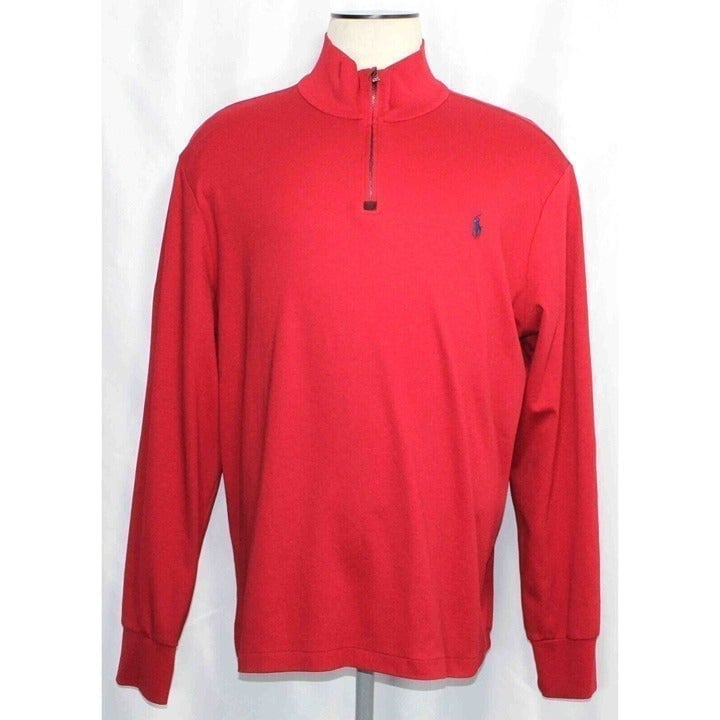Polo Ralph Lauren Red 1/4 Zip Cotton Pullover Long Sleeve Shirt Mens Size XXL