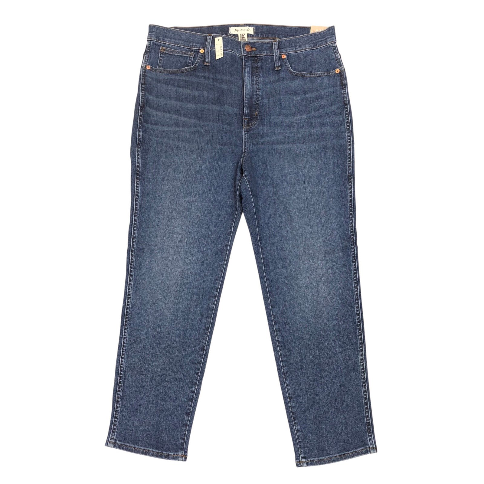 Madewell Stovepipe High Rise Stretch Jeans Women's Size 32 32X26 Blue NWT