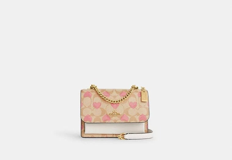 coach Mini Klare Crossbody In Signature Canvas With Heart Print co950