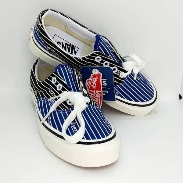 VANS Era 95 DX Women's New Black/Blue/White Striped Sneakers - sz. 6