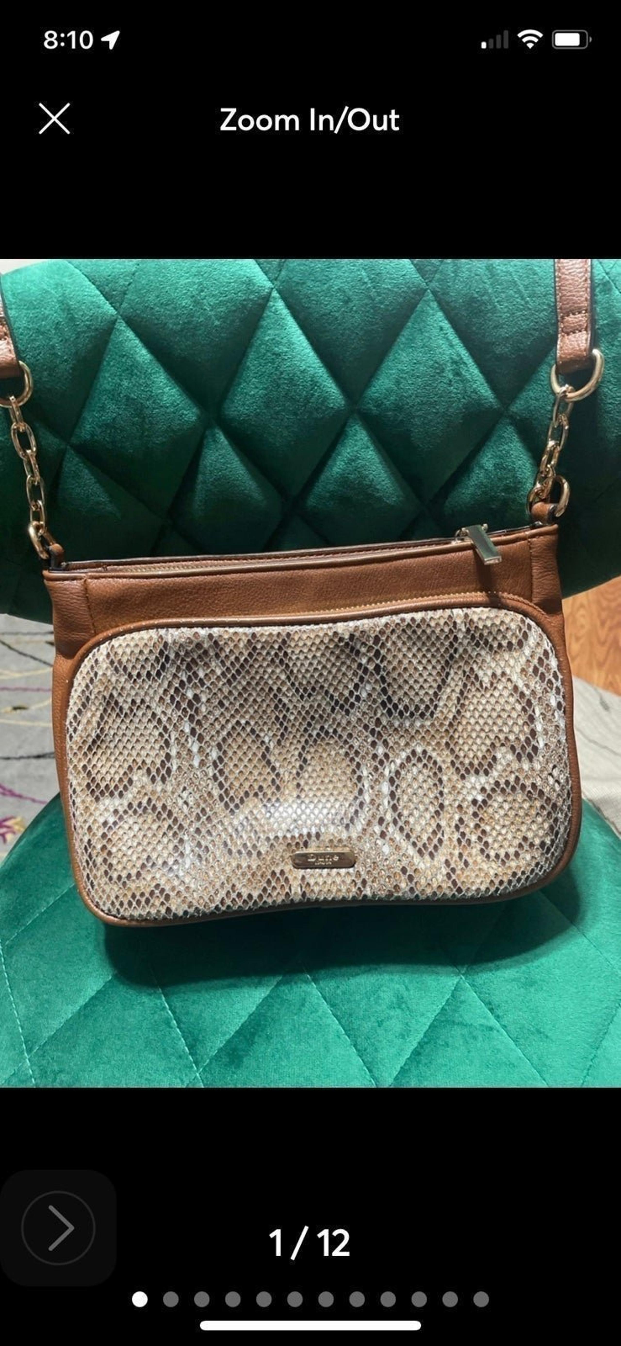 Dune London women’s reptile camel and white shoulder bag