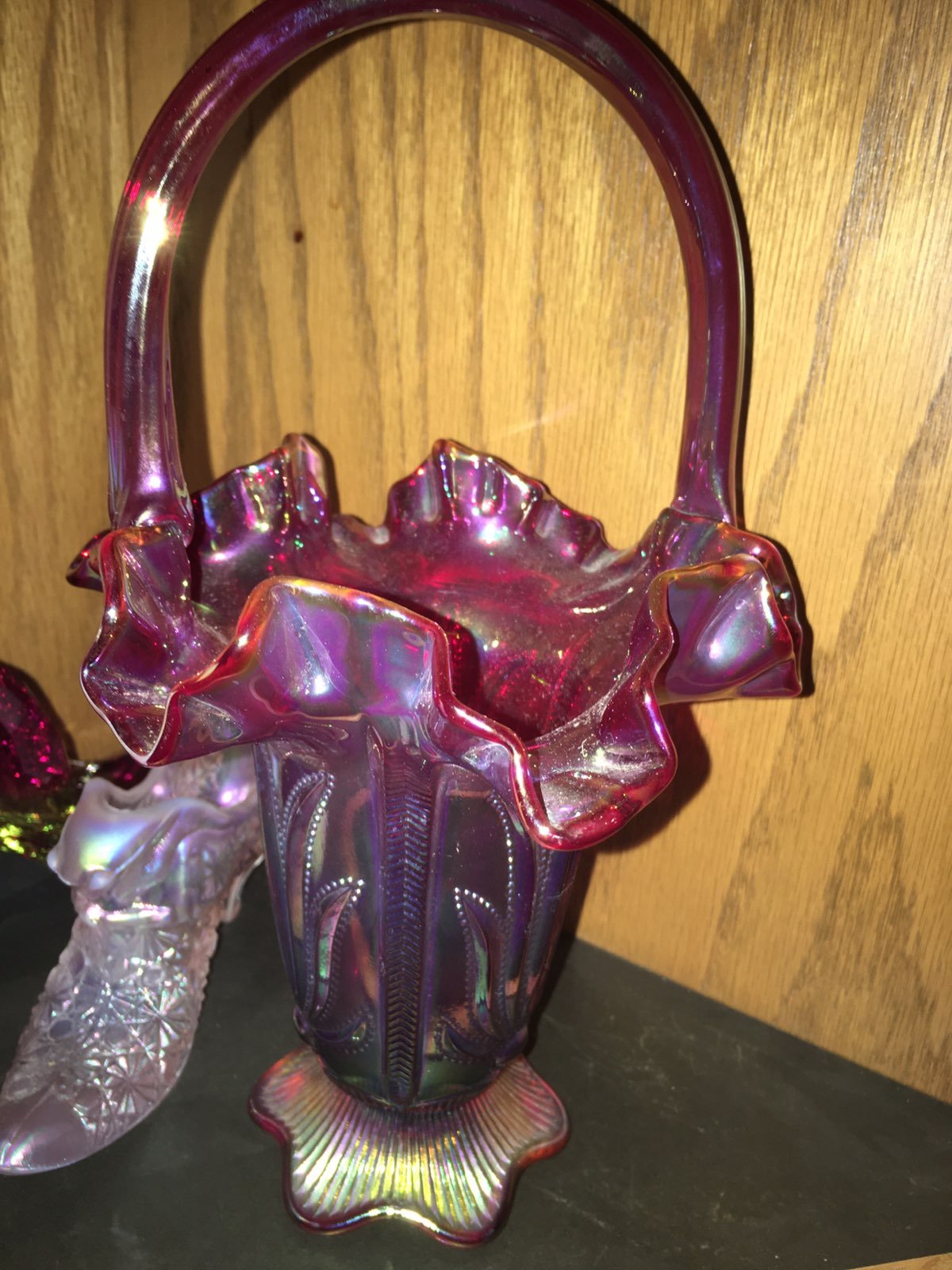 Fenton carnival red basket