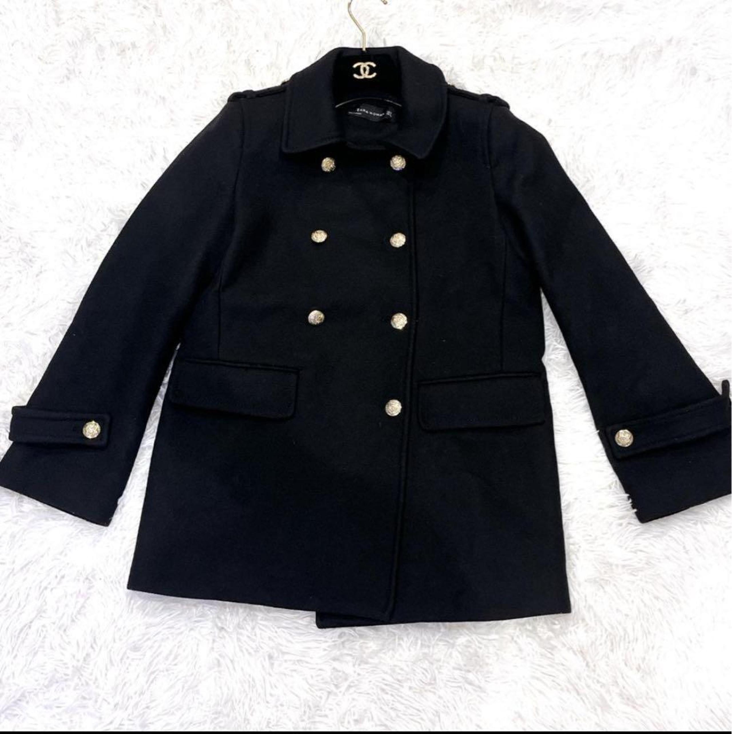 Zara Peacoat Wool Coat with Gold Buttons