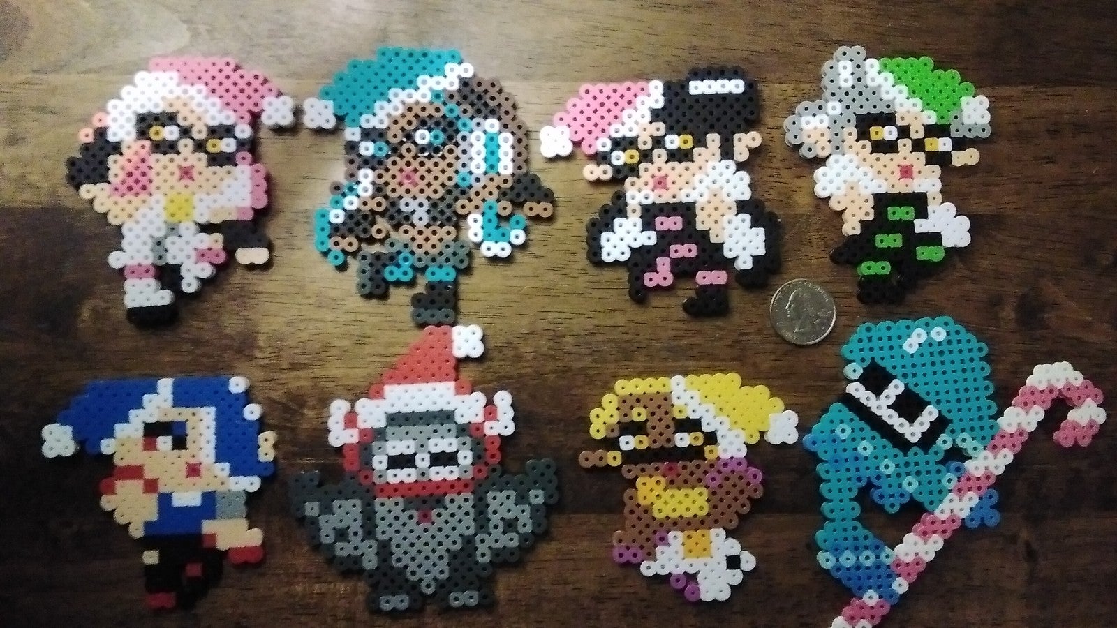 Splatoon Squid Sisters Off The Hook & Deep Cut Christmas Hats Perler Bead 8-Pack