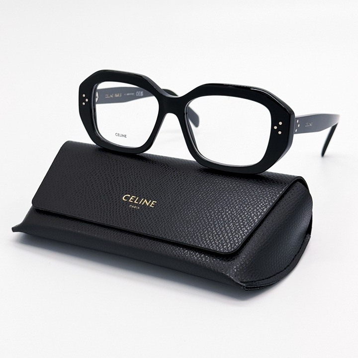 NEW CL50156I 001, BLACK GEOMETRIC EYEGLASSES CELINE