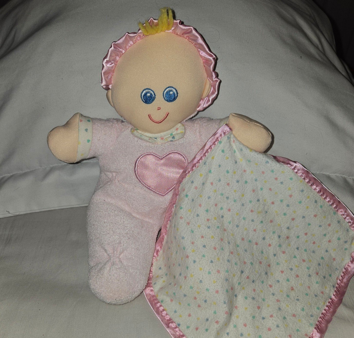 Little Tikes Plush Doll Soft Friend N Blanket Baby Lovey Pink Hearts Terry Cloth