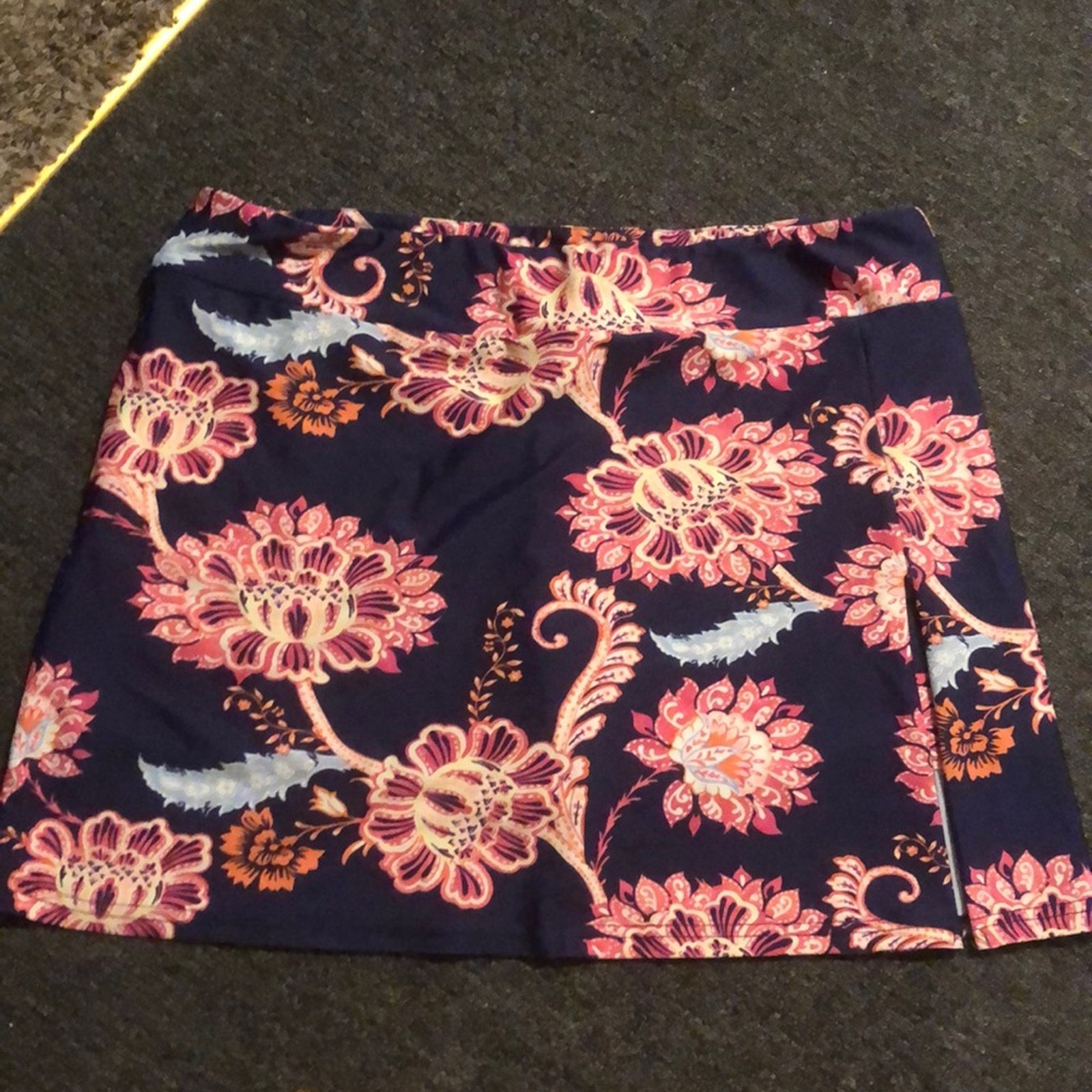 Aryeh Brand Women's XL Orange & Navy Floral Athletic Skirt Skort Golf Pickleball