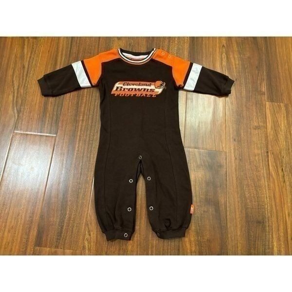 Cleveland Browns NFL Football brown orange onesie jumpsuit.