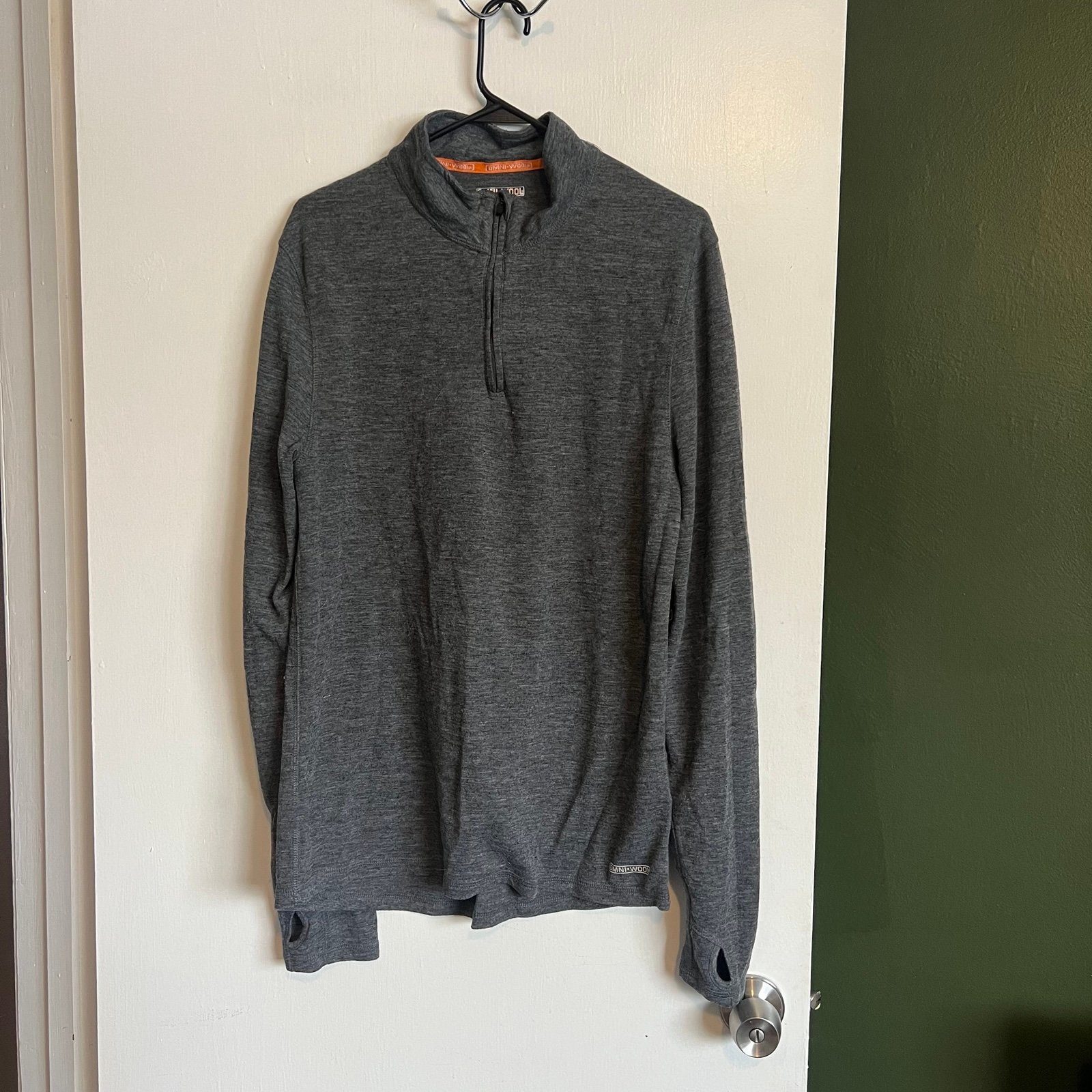 Omni Wool heathered Gray Quarter-Zip long sleeve Pullover men’s size XL