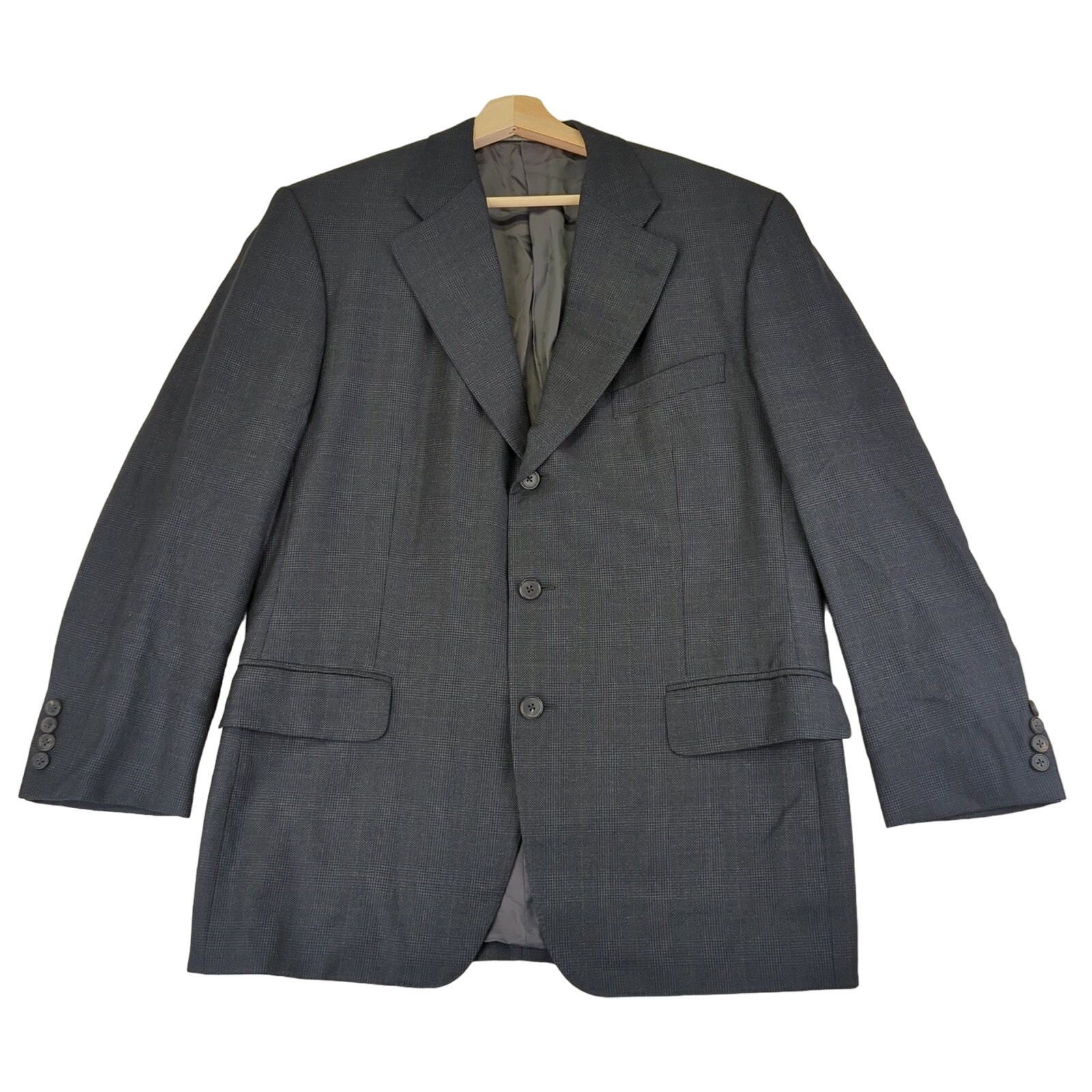 Zegna 100% Wool Black 3 Button Suit Coat Sport Jacket Men's 42 Italian Tindari