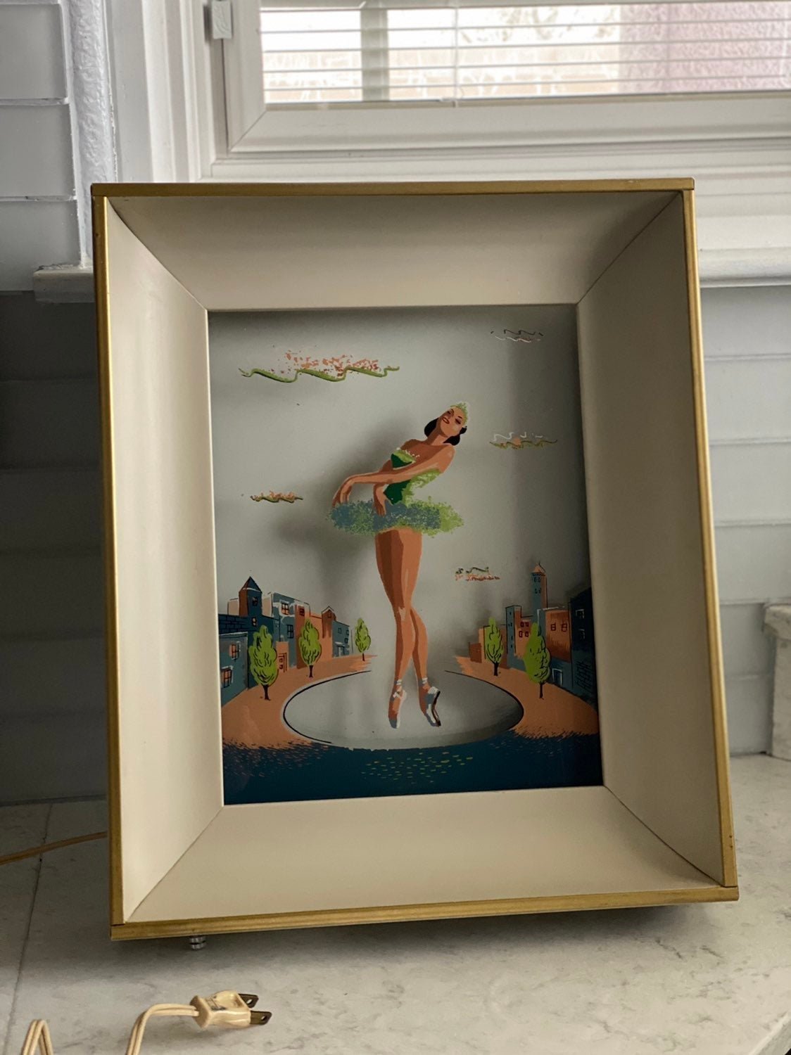 Midcentury Reverse Glass Painting Night Light